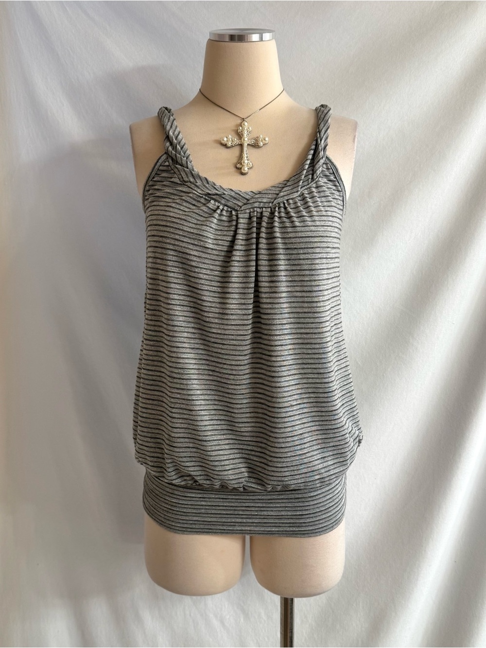 Y2K F.A.N.G Grey Striped Tank Top